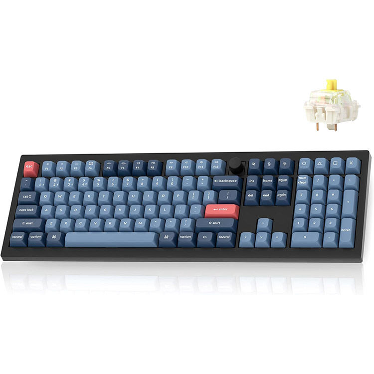 خرید کیبورد Keychron V6 Max - بی‌سیم - سوییچ مکانیکی Jupiter Red - سیاه کربنی